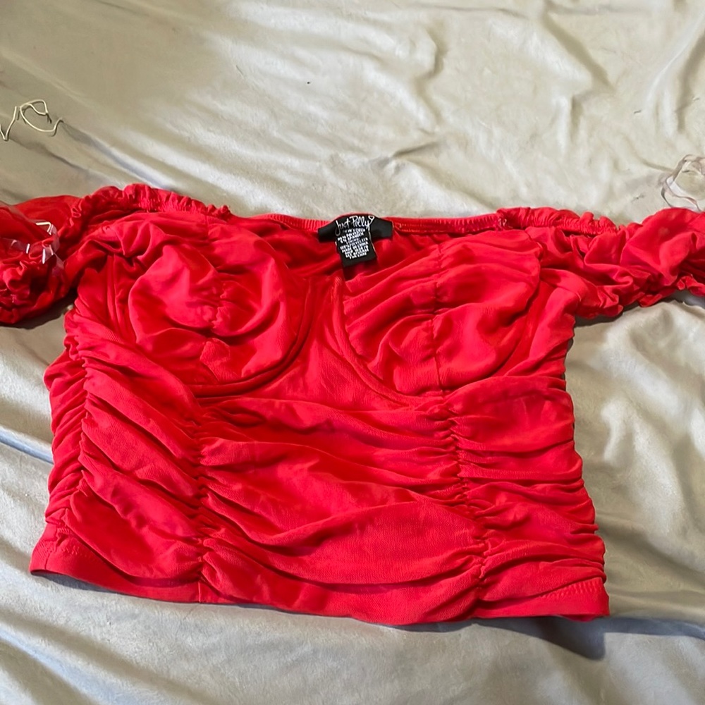 Red off the shoulder top
